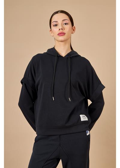 Kapüşonlu Uzun Kol Modal Sweatshirt