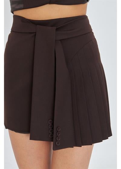 Kemer Detaylı Pileli Etek 