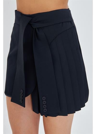 Kemer Detaylı Pileli Etek 