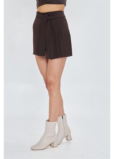 Kemer Detaylı Pileli Etek 