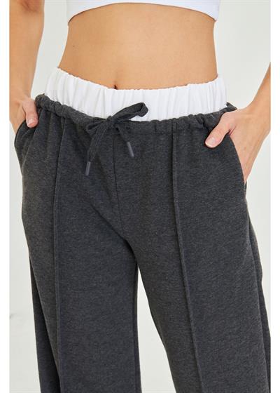 Kemer Garnili Bol Paça Eşofman Altı 