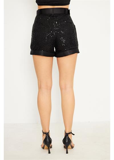 Kemerli Pul Payet Şort 
