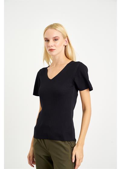 Kısa Kol Fitilli Bluz