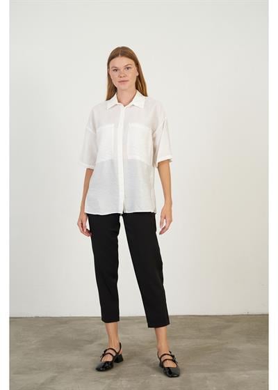 Kısa Kollu Düz Modal Gömlek 