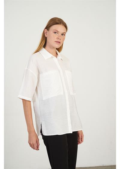 Kısa Kollu Düz Modal Gömlek 