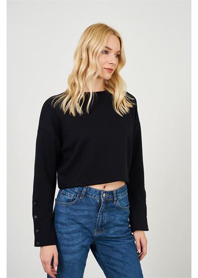 Kolları Çıtçıtlı Modal Bluz