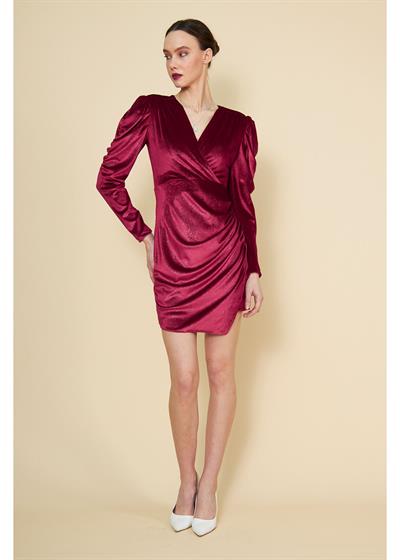 Kolu Büzgülü Simli Elbise