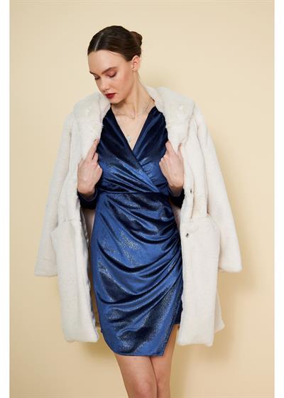 Kolu Büzgülü Simli Elbise