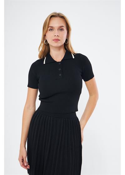 Kontrast Renk Detaylı Kazak 