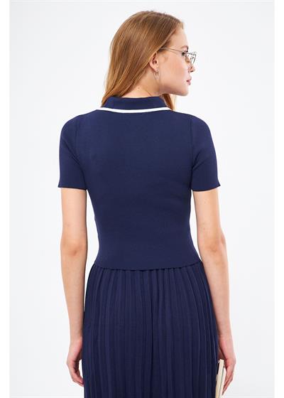 Kontrast Renk Detaylı Kazak 