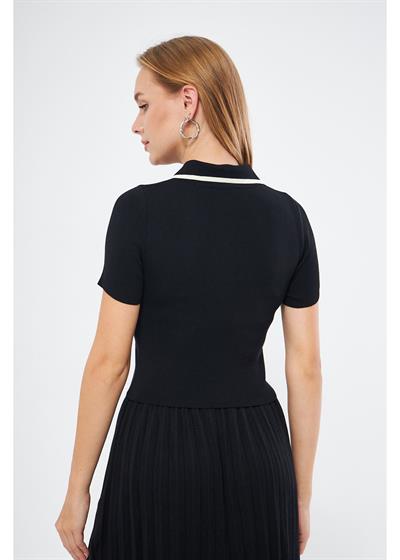 Kontrast Renk Detaylı Kazak 