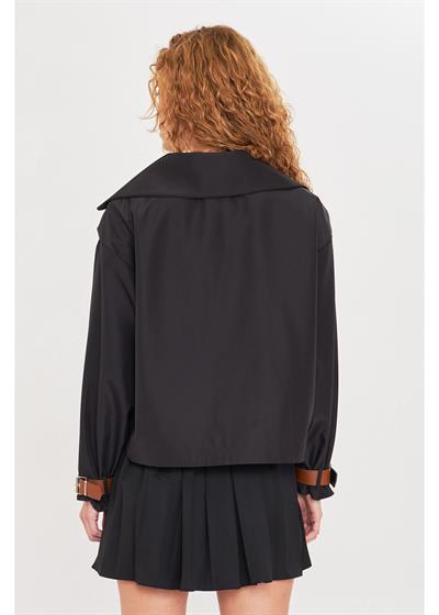 Kruvaze Suya Dayanıklı Kısa Trençkot 