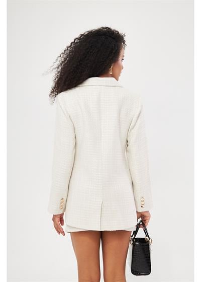 Kruvaze Yaka Düğmeli Ceket 