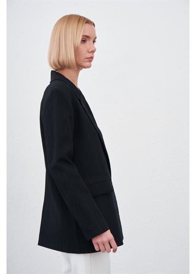 Kruvaze Yaka Plise Ceket