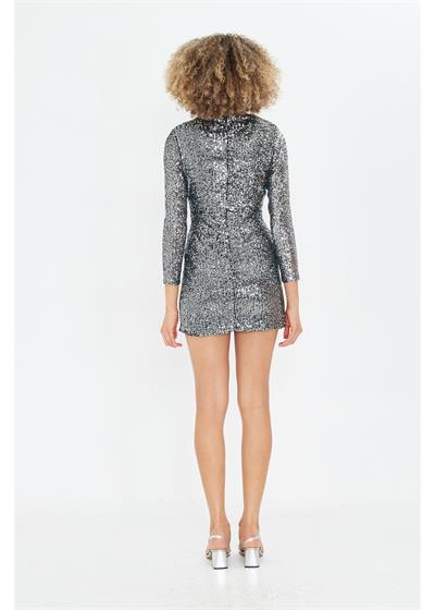 Kruvaze Yaka Pul Payet Elbise 