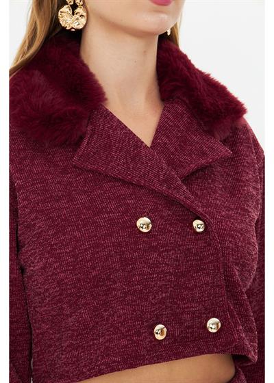 Kürklü Triko Crop Ceket 