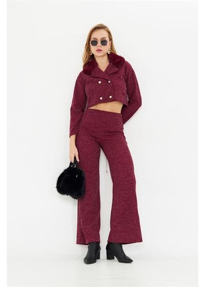 Kürklü Triko Crop Ceket 