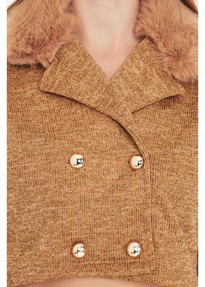 Kürklü Triko Crop Ceket 