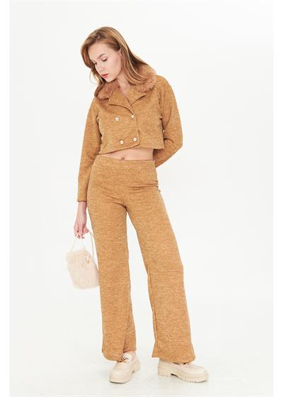 Kürklü Triko Crop Ceket 