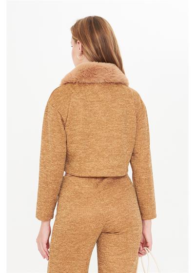 Kürklü Triko Crop Ceket 