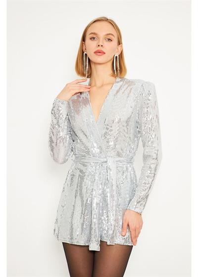 Kuşaklı Pullu Buzy Kimono 