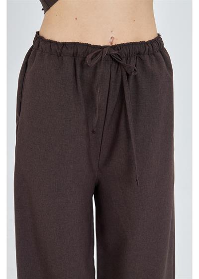 Lastikli Yandan Cepli Poliviskon Pantolon 