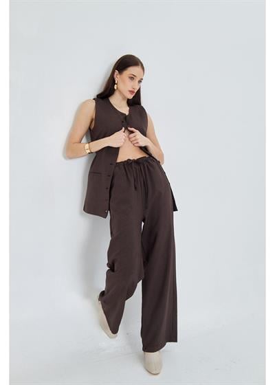Lastikli Yandan Cepli Poliviskon Pantolon 