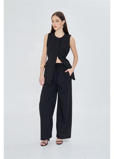 Lastikli Yandan Cepli Poliviskon Pantolon 