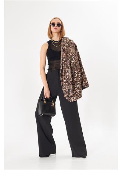 Leopar Desen Blazer Ceket 