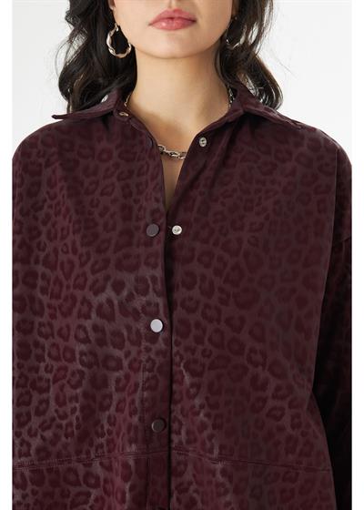 Leopar Desenli Düşük Omuz Gömlek 