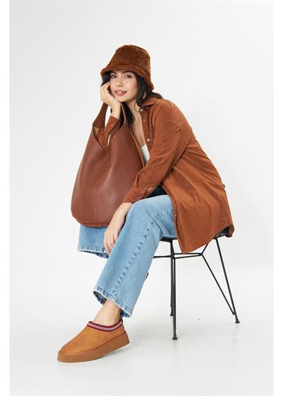 Leopar Desenli Düşük Omuz Gömlek 