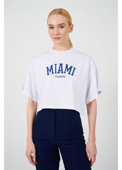 Miami Baskılı Kısa Süprem T-Shirt