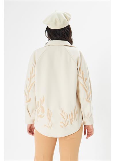 Nakışlı Yırtmaçlı Kaşe Gömlek 