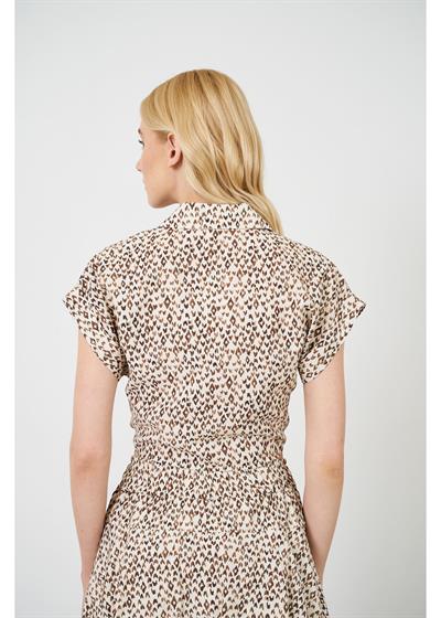 Önden Bağlamalı Çıtır Desen Kısa Gömlek 