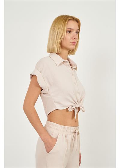 Önden Bağlamalı Kısa Aerobin Gömlek 