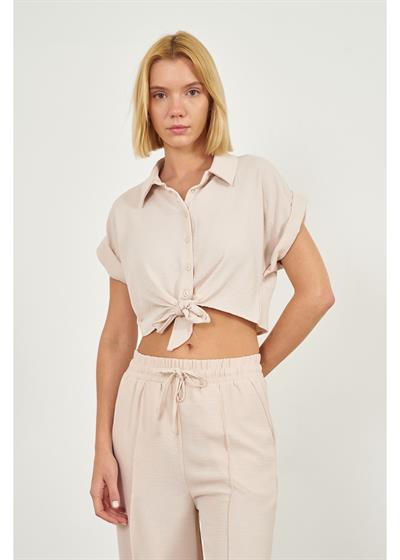 Önden Bağlamalı Kısa Aerobin Gömlek 