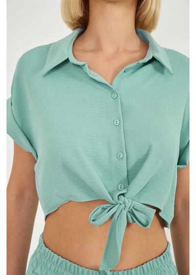 Önden Bağlamalı Kısa Aerobin Gömlek 