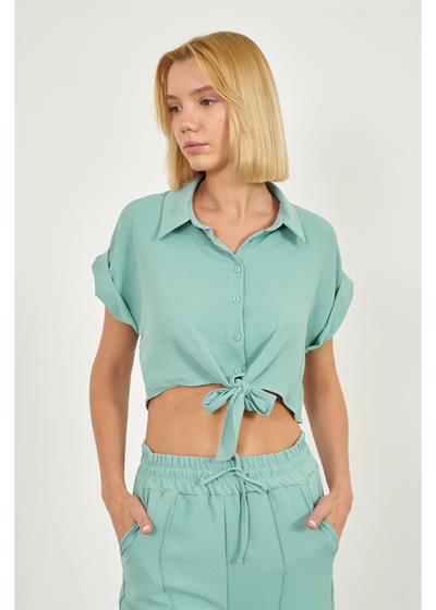 Önden Bağlamalı Kısa Aerobin Gömlek 