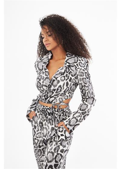 Önü Bağlamalı Desenli Viskon Gömlek 