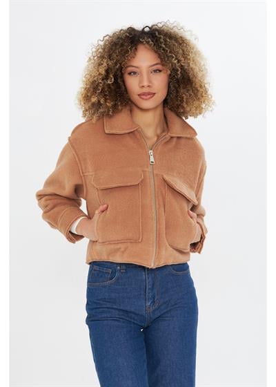 Önü Cepli Kısa Kaşe Mont 