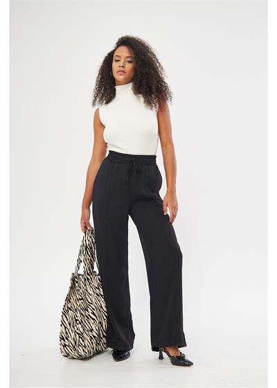Önü Çimalı Bol Paça Pantolon 