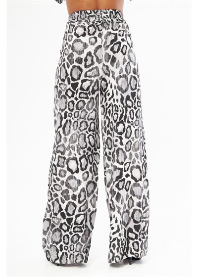 Önü Çimalı Desenli Viskon Pantolon 