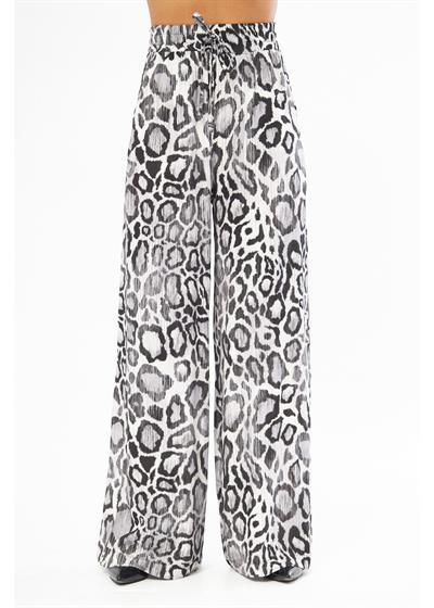 Önü Çimalı Desenli Viskon Pantolon 