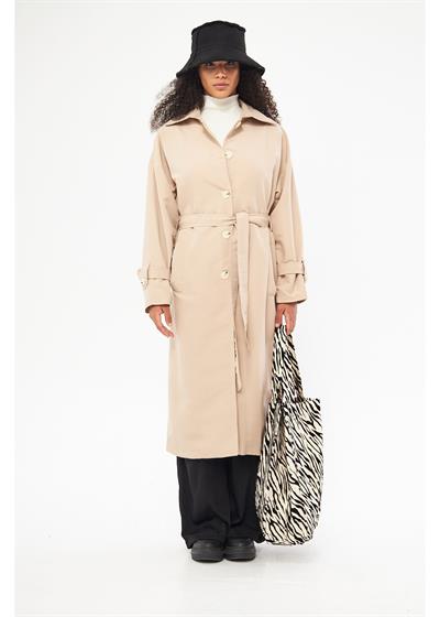 Önü Düğmeli Trençkot 