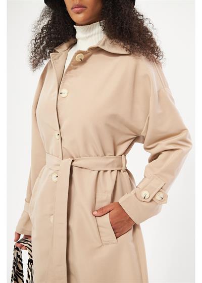 Önü Düğmeli Trençkot 