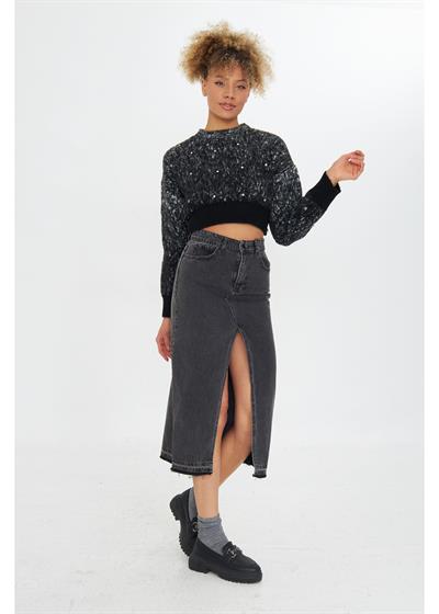 Peluş Dokulu Crop Kazak 