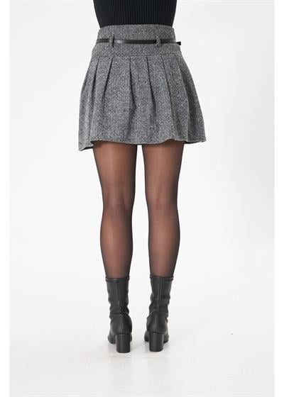 Pileli Balıksırtı Desenli Etek 