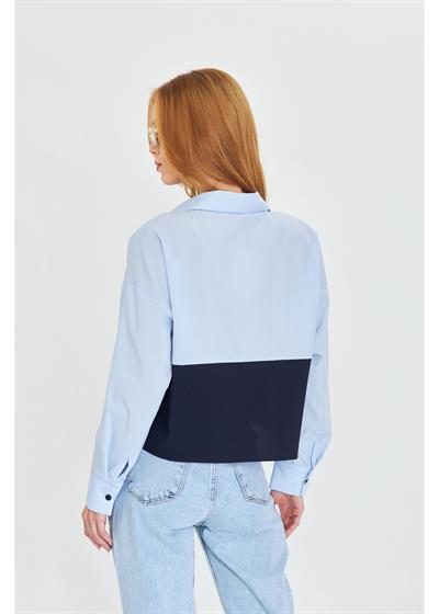 Polivisyon Garnili Şeritli Poplin Gömlek 