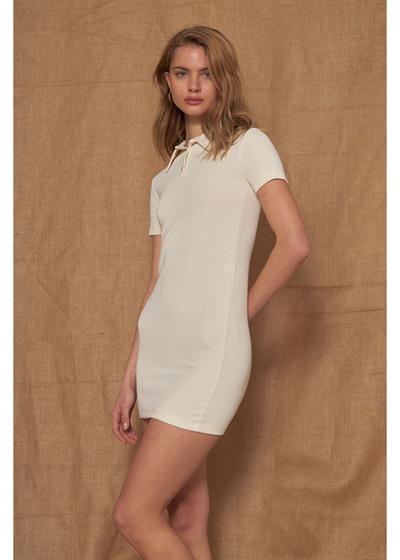 Polo Yaka Patlı Scuba Modal Elbise