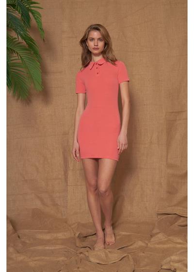 Polo Yaka Patlı Scuba Modal Elbise